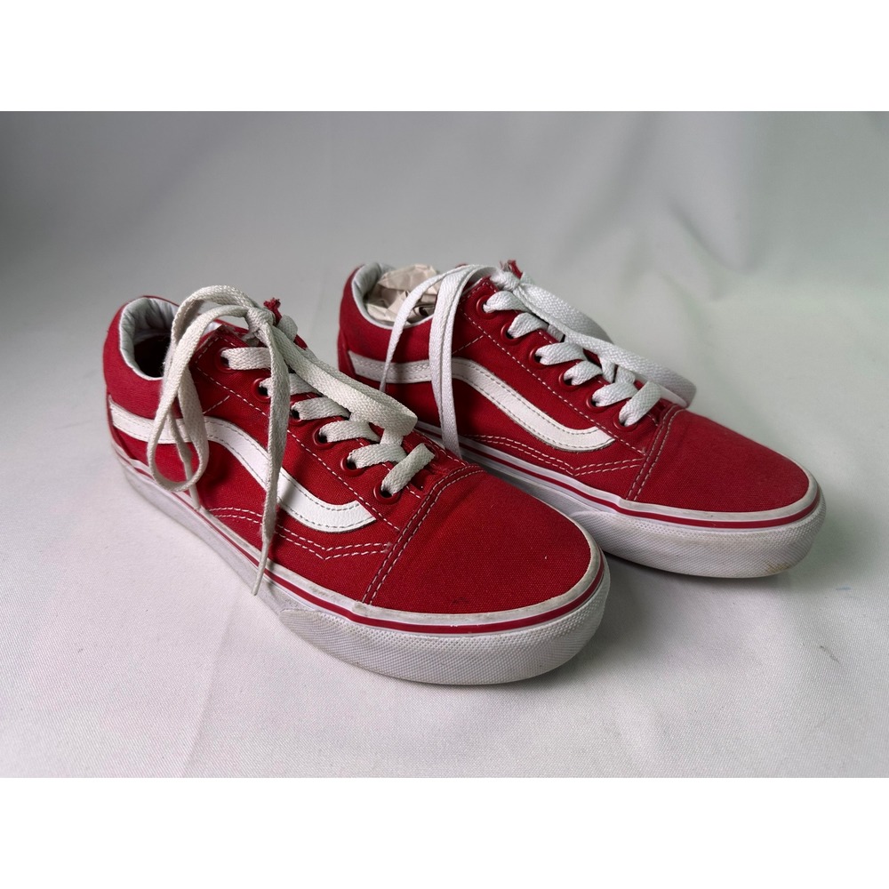 Vans Old Skool Racing Red White Skate Shoes Men 4.5 Women 6 Low Top Suede 721356